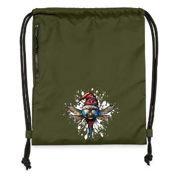 Dragonfly Christmas Funny - Gymsac made from recycled material - military green - Front