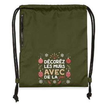Décorez les murs avec joie - Sac à cordon en polyester recyclé - military green - Devant