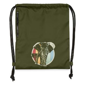 Bunter retro Elefant - Turnbeutel aus Recycling-Material - military Green - Vorne