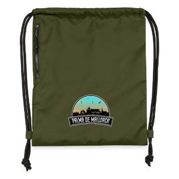 Palma De Mallorca Spain Skyline Spanish Souvenir - Gymsac made from recycled material - military green - Front