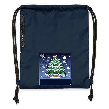 Christmas Soccer Player Name Tag - Gymsac made from recycled material - navy - Front