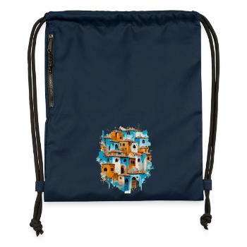 Colorful Mountain Village Community - Gymsac made from recycled material - navy - Front
