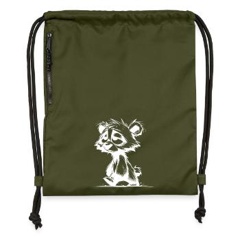 Wuscheliger schlafender müder Bär Skizze - Turnbeutel aus Recycling-Material - military Green - Vorne