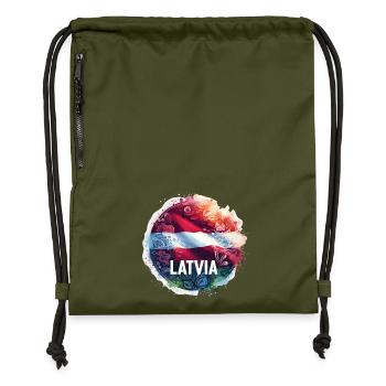Latvia Flag Flag Gift - Gymsac made from recycled material - military green - Front