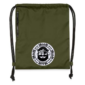 Lustiger Pirat mit Augenklappe - Turnbeutel aus Recycling-Material - military Green - Vorne