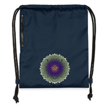 Ancient Wisdom Mandala - Gymsac made from recycled material - navy - Front