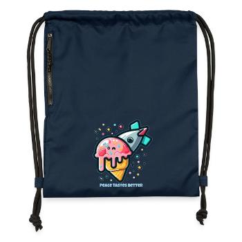 Peace Tastes Better - Gymsac made from recycled material - navy - Front