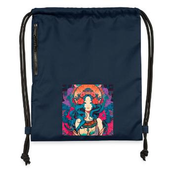 Mystic Flower Woman Psychedelic Rock Art Nouveau - Gymsac made from recycled material - navy - Front