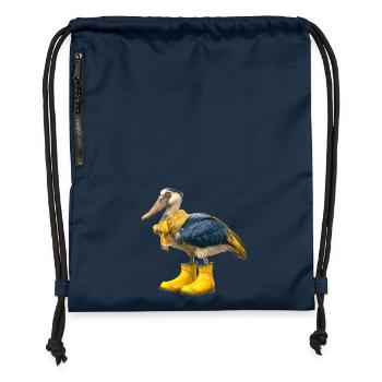Creative shoebill bird in rubber boots - Gymsac made from recycled material - navy - Front