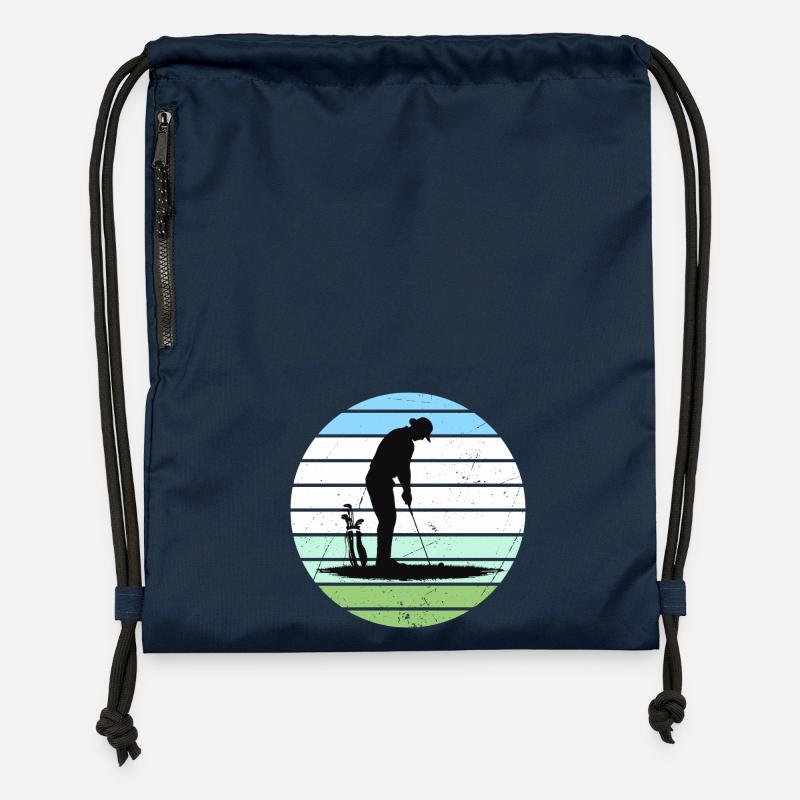 Golf silhouette in pastel circle - Gymsac made from recycled material - navy