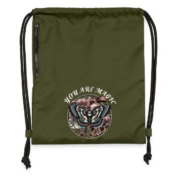 Magischer floraler Schmetterling - Turnbeutel aus Recycling-Material - military Green - Vorne