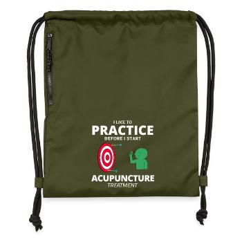 Professionnel de la pratique du traitement d’acupuncture drôle - Sac à cordon en polyester recyclé - military green - Devant