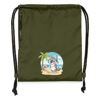 Süßer Wolf mit Brille Strandsommerferien - Turnbeutel aus Recycling-Material - military Green - Vorne