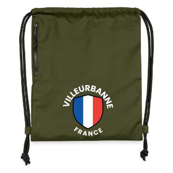 Design des französischen Flaggenschildes - Turnbeutel aus Recycling-Material - military Green - Vorne