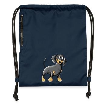 Happy Dachshund I Dackel I Teckel Hund Comic - Turnbeutel aus Recycling-Material - Navy - Vorne