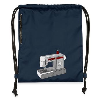 Illustration de machine à coudre sans couture - Sac à cordon en polyester recyclé - bleu marine - Devant
