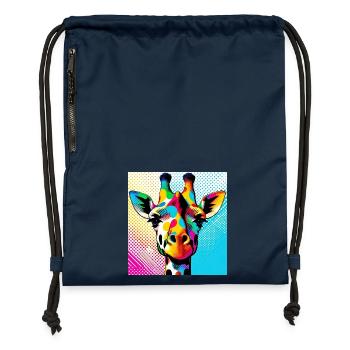 Girafe Pop Art - Sac à cordon en polyester recyclé - bleu marine - Devant