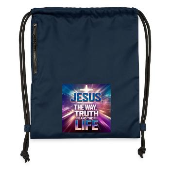 Jesus – Der Weg, die Wahrheit und das Leben - Turnbeutel aus Recycling-Material - Navy - Vorne