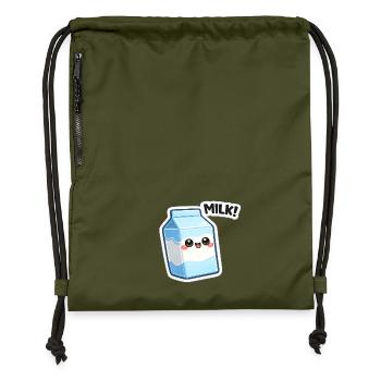 Kawaii Milchcarton Sticker Design - Turnbeutel aus Recycling-Material - military Green - Vorne