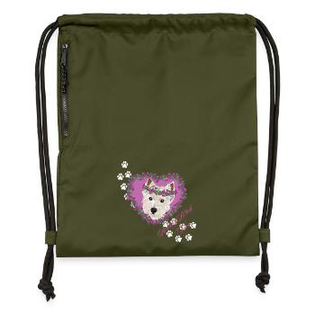 Resting B!tch Face West Highland Terrier - Gymsac made from recycled material - military green - Front