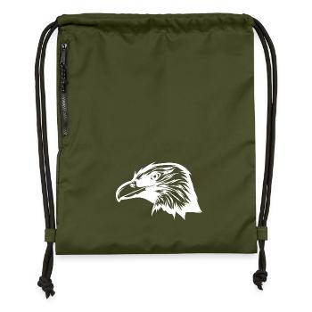 Clever vintage raven head - Gymsac made from recycled material - military green - Front