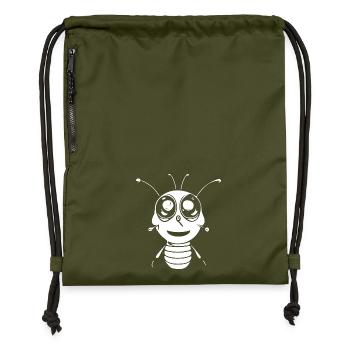 Petite abeille mignonne et souriante - Sac à cordon en polyester recyclé - military green - Devant
