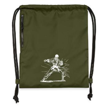 Karatekämpfer okinawanische Sparring Tradition - Turnbeutel aus Recycling-Material - military Green - Vorne