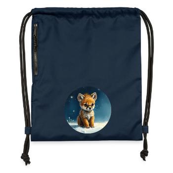 Little Fox Under the Stars - Gymsac made from recycled material - navy - Front