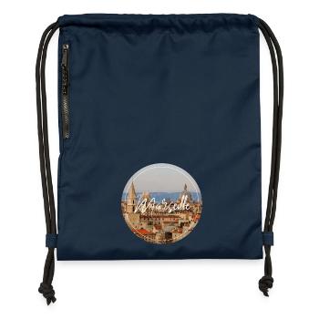 Scénario du paysage urbain de Marseille - Sac à cordon en polyester recyclé - bleu marine - Devant