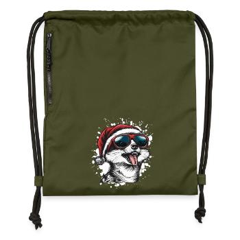 Meerkat Christmas Funny - Gymsac made from recycled material - military green - Front