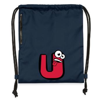 U lettre nom écrire bande dessin animé visage l - Sac à cordon en polyester recyclé - bleu marine - Devant