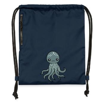 Oktopus Kraken Tintenfisch Kopffüßer süß niedlich - Turnbeutel aus Recycling-Material - Navy - Vorne