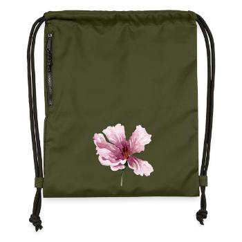 fleur rose - Sac à cordon en polyester recyclé - military green - Devant