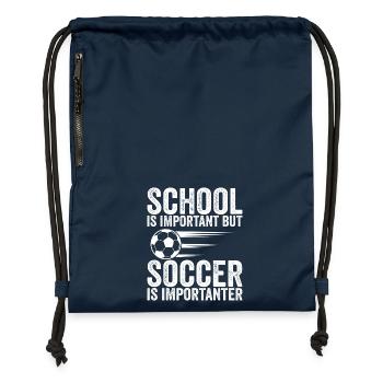 Schule ist wichtig, aber Fußball ist noch wichtiger - Turnbeutel aus Recycling-Material - Navy - Vorne