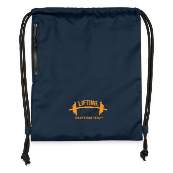 LIFTING CHEAPER THAN THERAPY GESCHENK - Turnbeutel aus Recycling-Material - Navy - Vorne