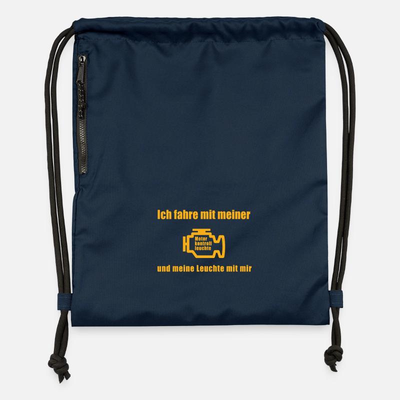 I drive with my engine indicator light - Gymsac made from recycled material - navy