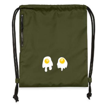 Oeufs au plat - Petit déjeuner - Sac à cordon en polyester recyclé - military green - Devant
