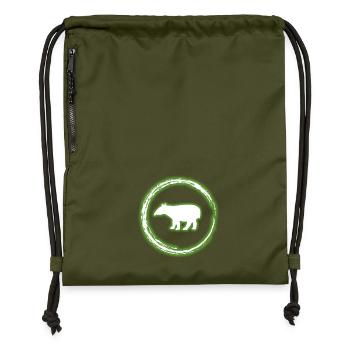 Glühen-Kreis-Grün Tapir Neon-glühender Effekt Retro - Turnbeutel aus Recycling-Material - military Green - Vorne