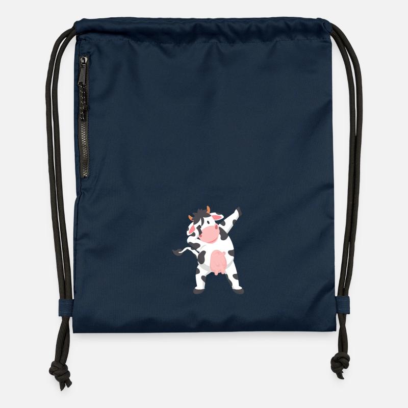 Dabbing Vache Végétarienne Végétarienne Vegan Drôle - Sac à cordon en polyester recyclé - bleu marine