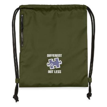 DIFFERENT - NOT LESS ! AUTISME - Sac à cordon en polyester recyclé - military green - Devant
