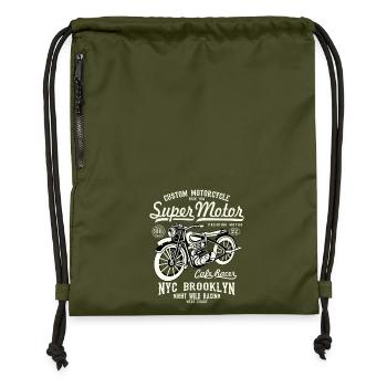 Super Motors - Gymsac made from recycled material - military green - Front