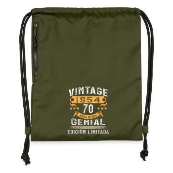 Vinatge 1954 70 Jahre altes Geburtstagsgeschenk - Turnbeutel aus Recycling-Material - military Green - Vorne