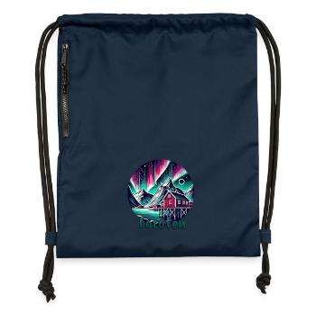 Lofoten Nordlichter Skandinavien Reise - Turnbeutel aus Recycling-Material - Navy - Vorne