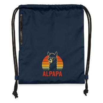Lustiges Alpaka Papa - Turnbeutel aus Recycling-Material - Navy - Vorne