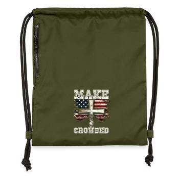Make Heaven Crowded Cross Flag Design - Gymsac made from recycled material - military green - Front