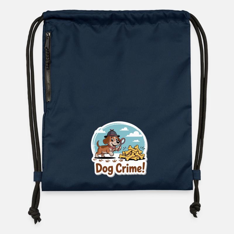 Dog Detective and Bones - Gymsac made from recycled material - navy
