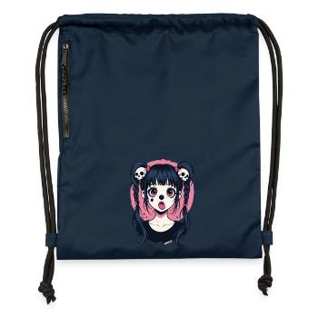 Kawaii Skull Hair Braids Gothic Girl - Gymsac made from recycled material - navy - Front
