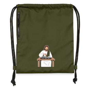 Heiliger Zug beim Schach / Jesus Schach - Turnbeutel aus Recycling-Material - military Green - Vorne