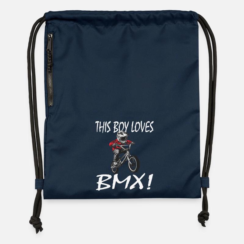 Ce gamin adore le BMX - Sac à cordon en polyester recyclé - bleu marine