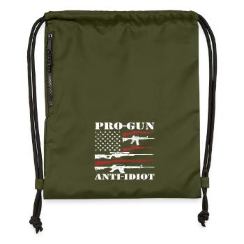 Pro-armes, anti-idiots - Sac à cordon en polyester recyclé - military green - Devant